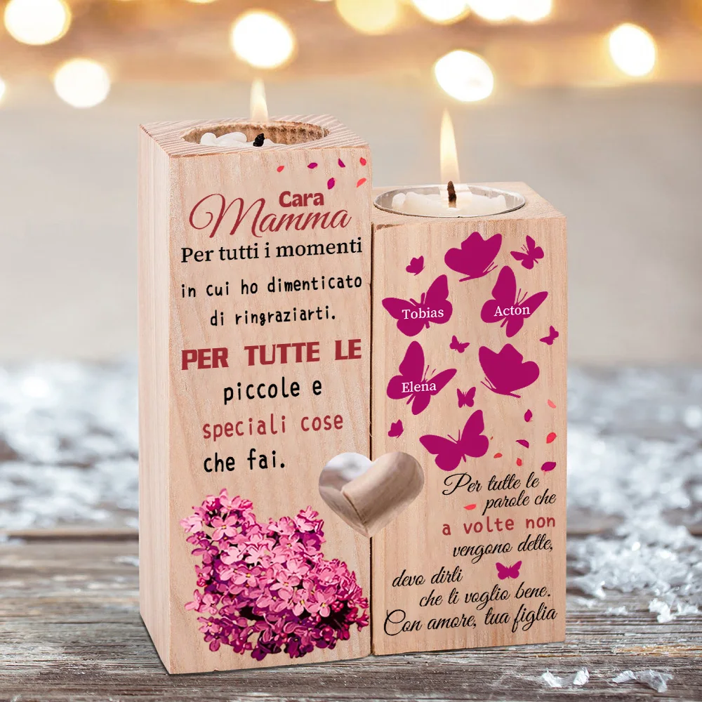 

Italian-Personalized Wooden Candle Woodines Candlesticks Of Life Family Tree 1-6 First Name Gifts for Mother's Day