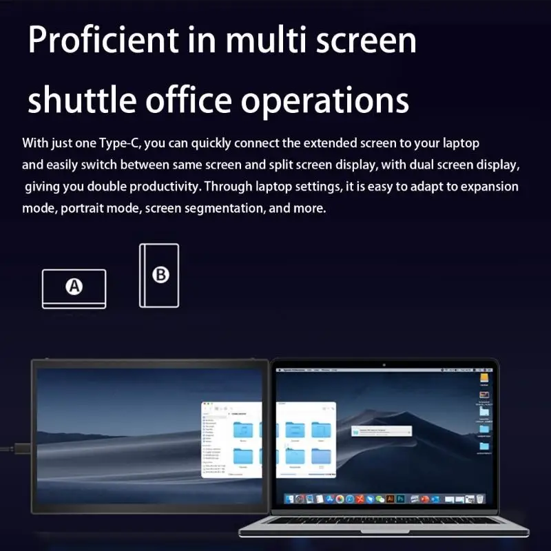 652F Portable 7inch Secondary Screen for Laptop Multiple Tasking 1280x800 Resolution