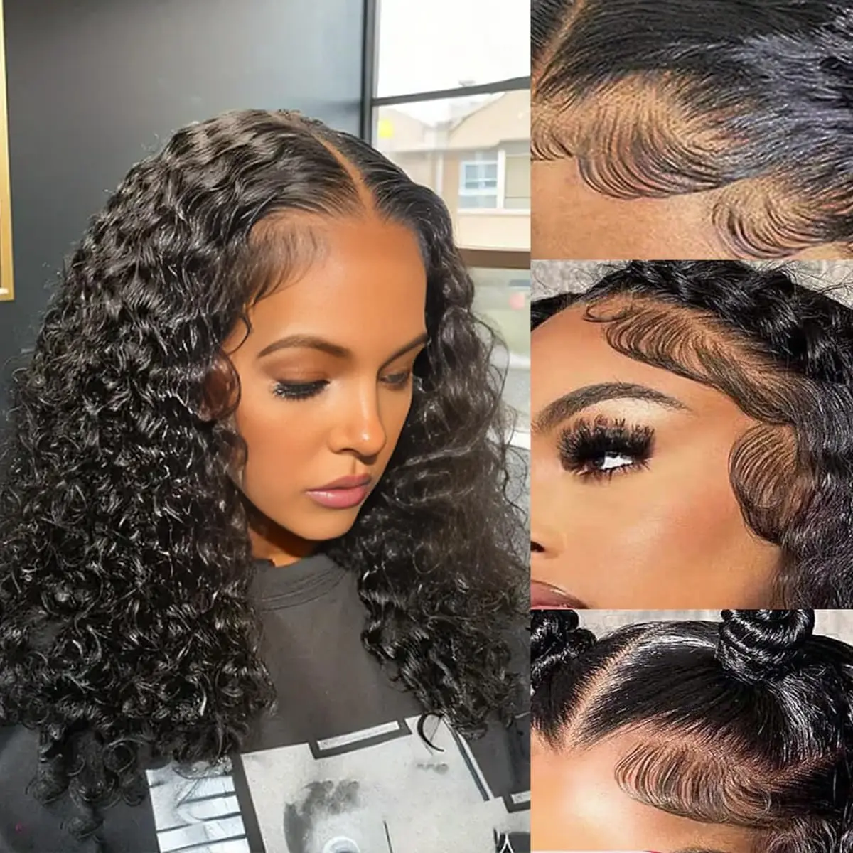 

16-дюймовые глубокие вьющиеся парики спереди, человеческие волосы 13x4 HD, прозрачные парики фронта шнурка для женщин, 250% плотность, глубокие волнистые парики