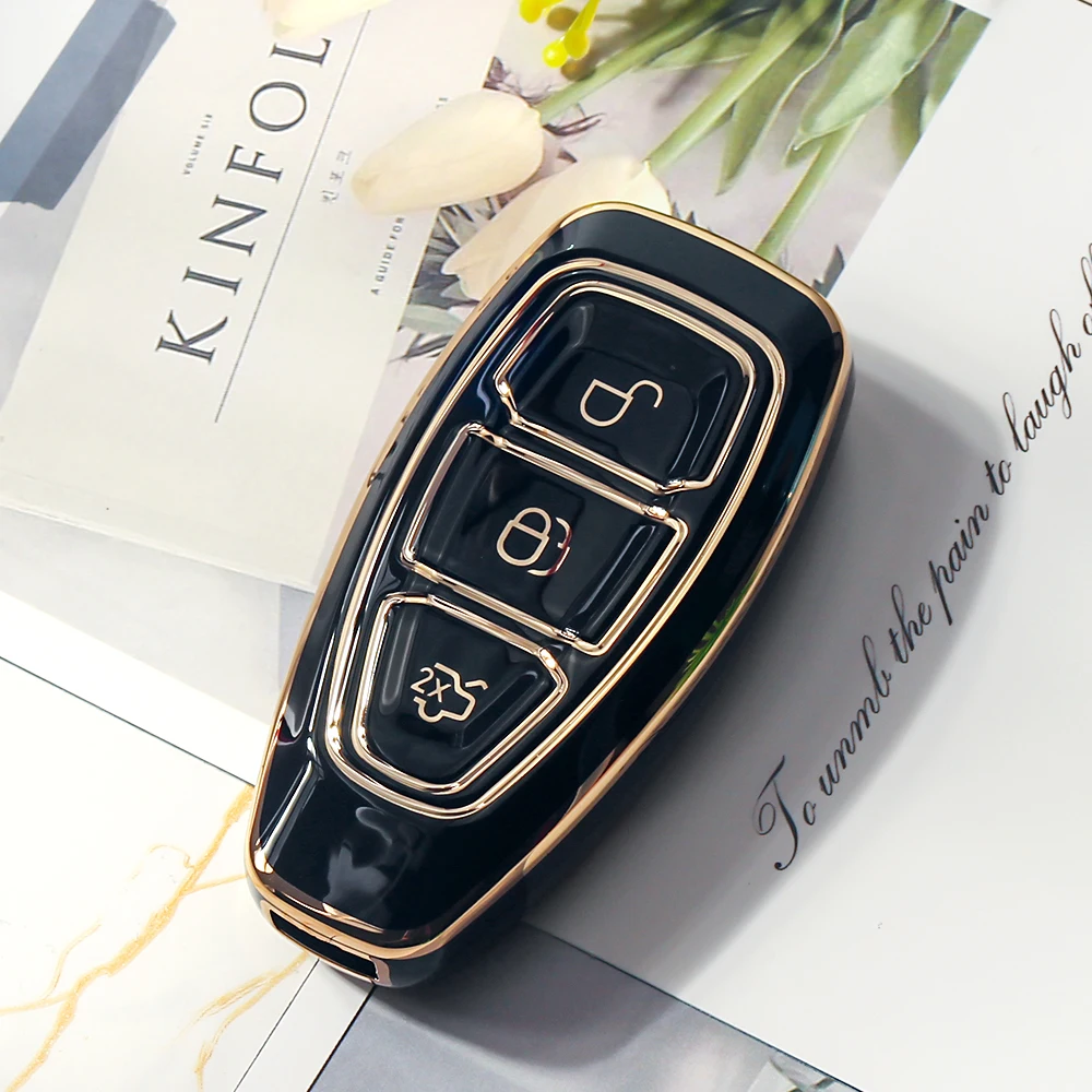 KEYYOU Car Remote Smart Key TPU Case Cover For Ford Fiesta Focus 3 4 Mondeo Ecosport Kuga Focus ST Protector Shell Accessories