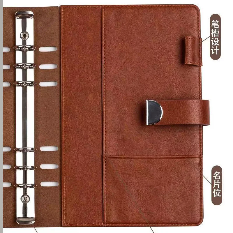 Imagem -06 - Split-joint Padfolio Couro com Senha de Bloqueio Ring Binder Office Business Travel Notebook Planejador Diário Organizador Senior a5