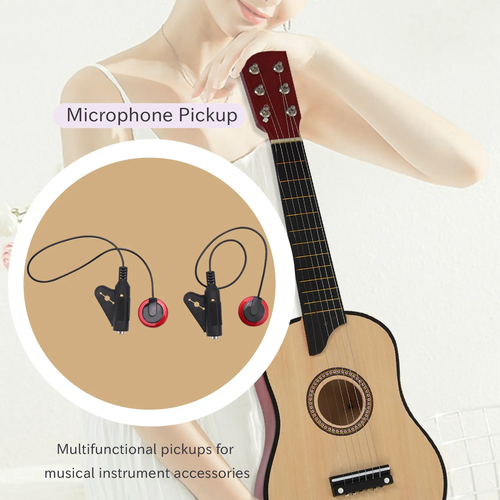 2Pcs Piezo Contact Microphone Mic Pickup for Guitar Violin Banjo Mandolin Ukulele