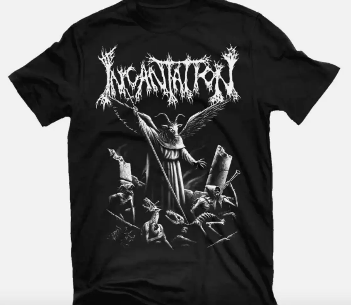 Vintage Incantation Music Cotton All Size Unisex Black Tee Shirt