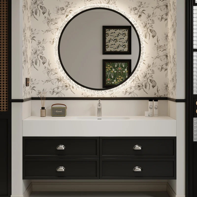 

Vanity Bathroom Cabinets Luxury Makeup Mirror Space-saving Corner Cabinet Complete Auxiliary Badkamer Kast Home Furniture TD50BC