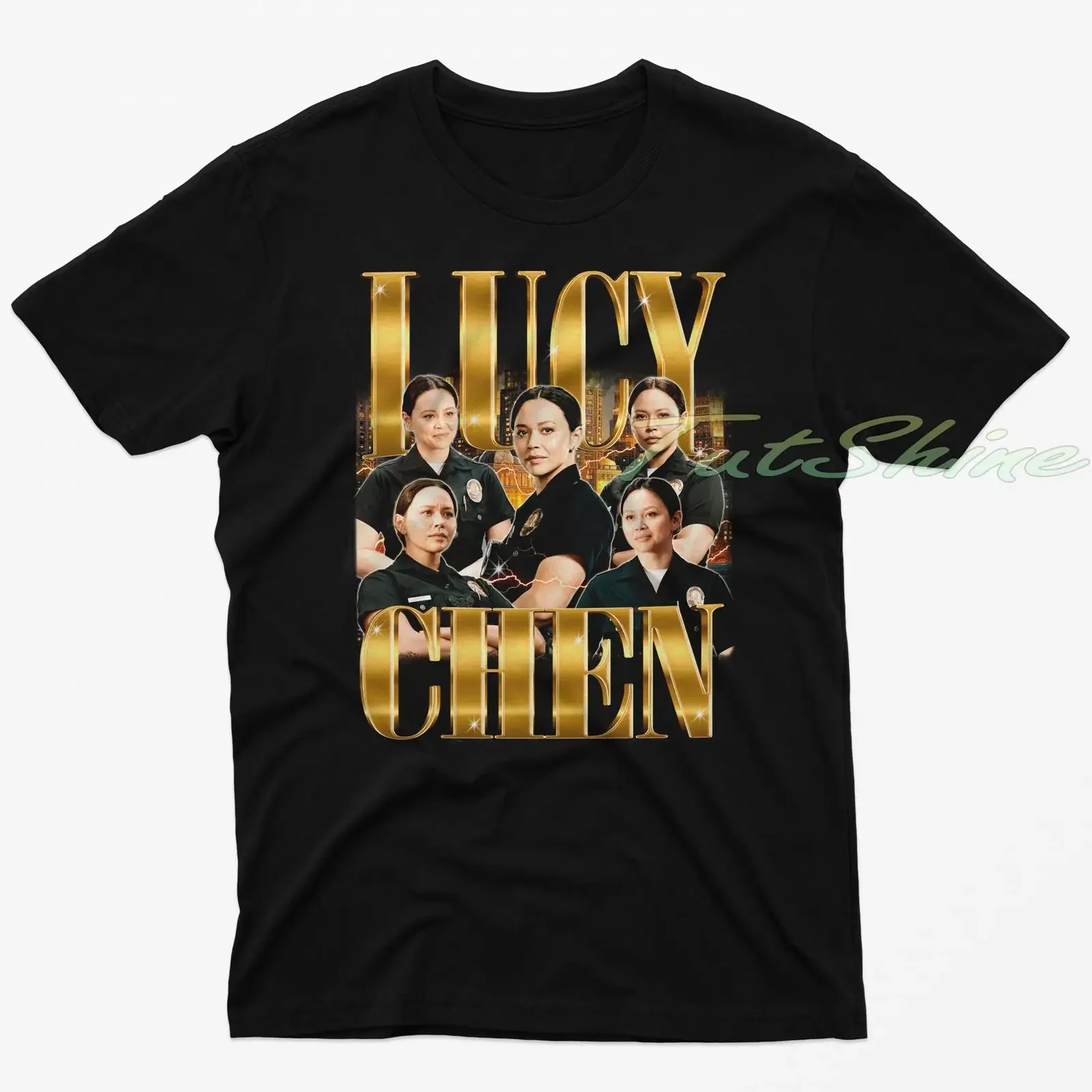 Lucy Chen Retro 90s T Shirt The Rookie Cop vintage Washed Slightly Top For Everyday Wear Casual Stretched Breathable Stylish