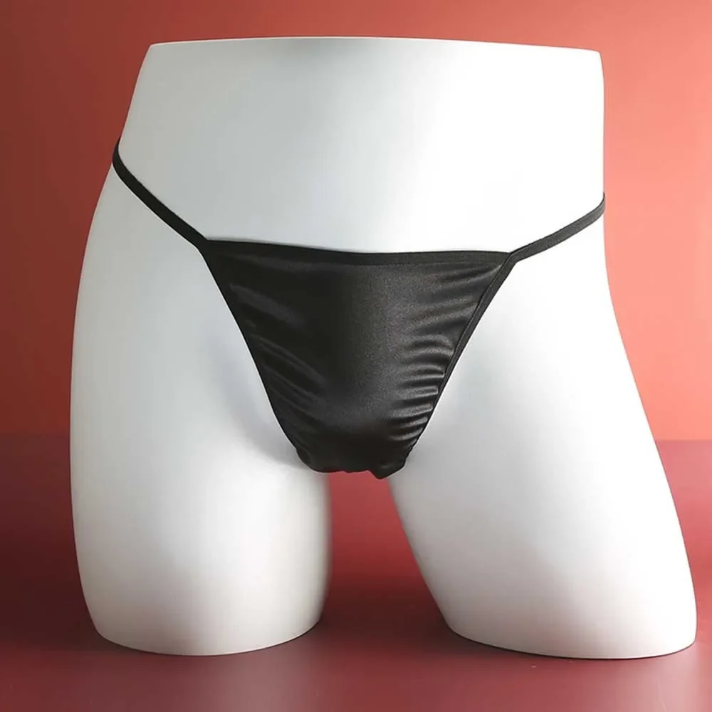 

Men's Shiny Satin Underwear Sexy Erotic G-string Thong Briefs Bulge Pouch Breathable Panties Male Bikini Underpants Mini T-Back