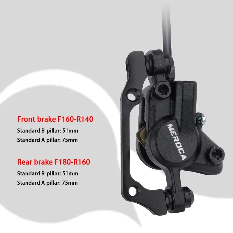 2-Pistons E-Bike Electric Scooter Hydraulic oil Disc Brake 800/1500MM Power off Caliper Clamp Brake with metal brake pads