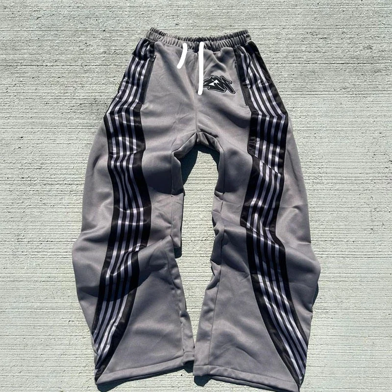 2026 Neues Modell Herren Gothic Vertikale Grafik Weite Jogginghose mit Kordelzug Lose Gerade Baggy Y2K Dark Punk Streetwear Hose. – Detail 5
