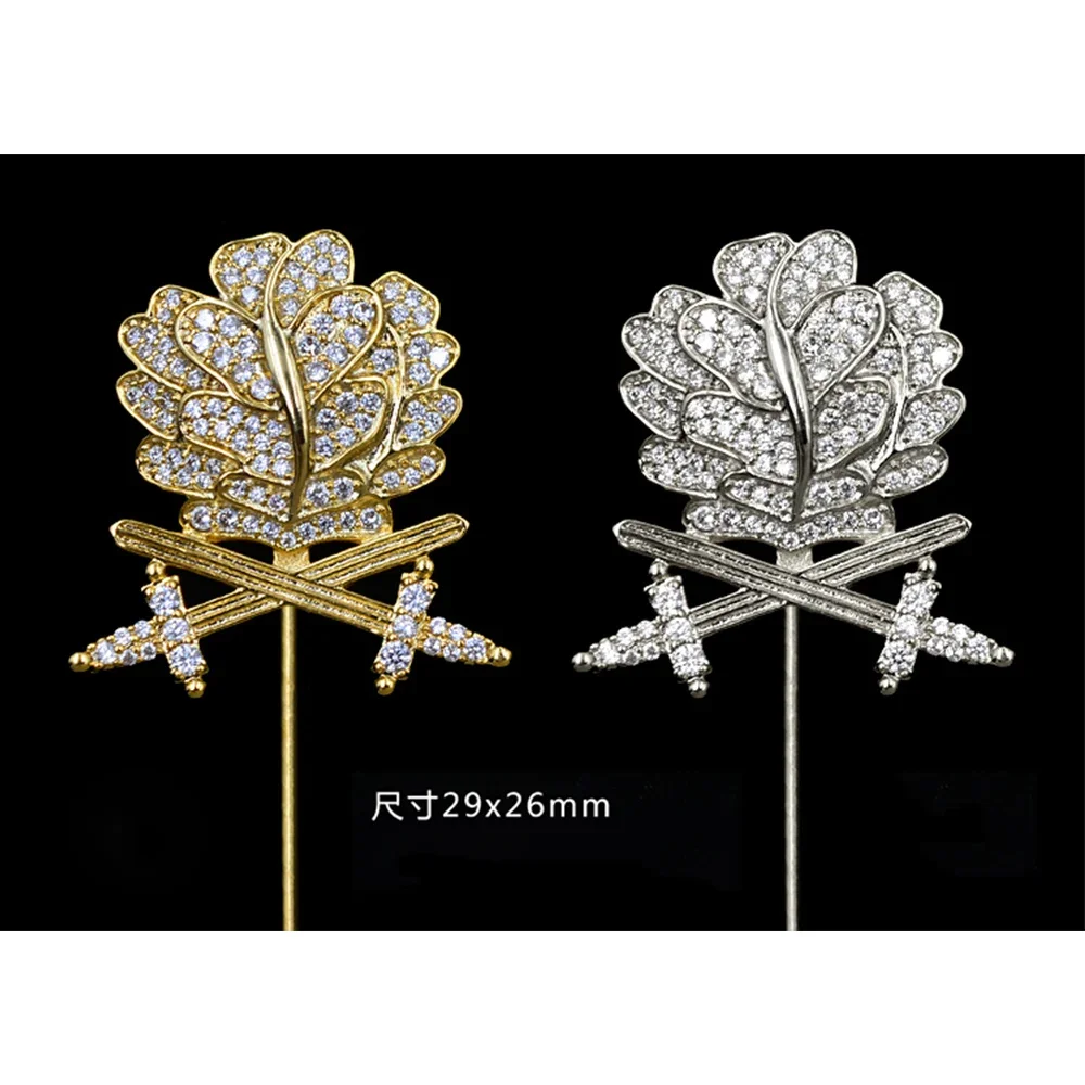 빈티지 독일산 오크 잎 검 다이아몬드 기사단 휘장 메달 배지 핀 정장 브로치 브레스트핀