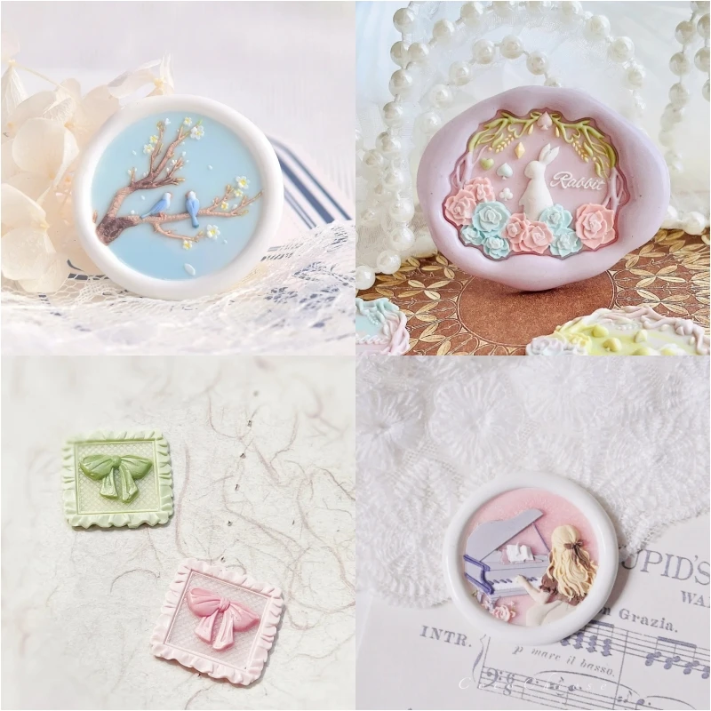 Diy Lily Pocket Watch Strawberry Basket Tulip Sky Castle Lotus Whale Seal Brass Fireproof Seal Head Envelope Invitation Seal