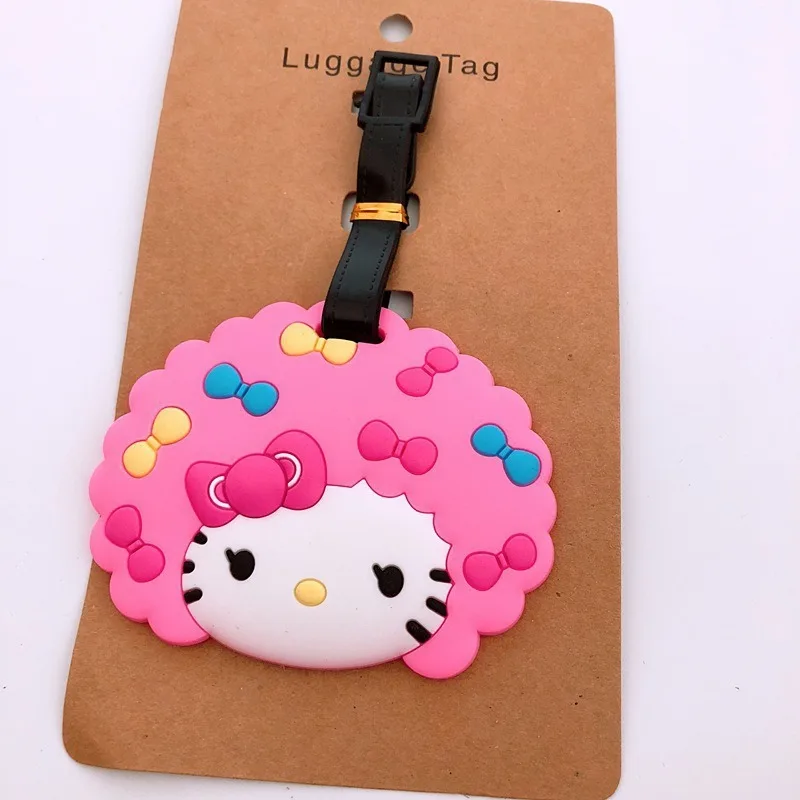 Sanrio Hello Kitty Pvc Luggage Tag Cartoon Travel Accessories Baggage Tag Suitcase ID Address Anti Lost Decor Silicone Label