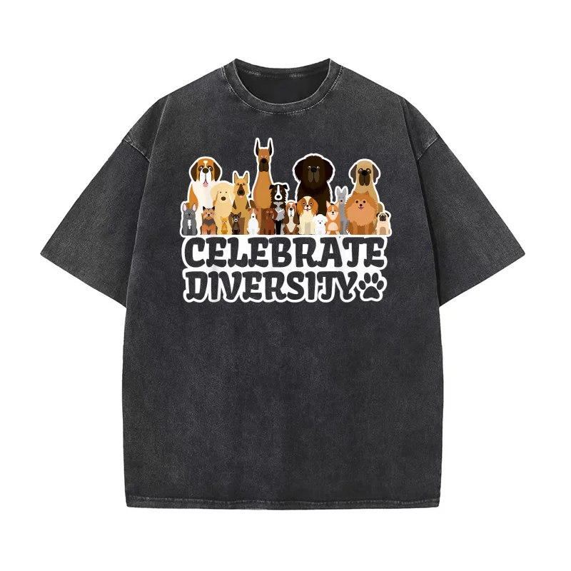 

Забавная футболка для любителей собак, празднование разнообразности, милая собака, футболка из чистого хлопка, одежда большого размера с художественным графическим принтом, мужская уличная одежда с принтом