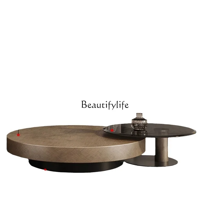 Simple small apartment household living room bronze coffee table Italian stainless steel combination