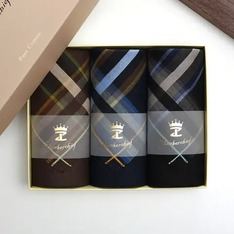 Exquisite Gift Box 43cm Men's Suit Decorative Pocket Towel Satin Handkerchief Sweat Pure Cotton Classic Contrasting Color Plaid