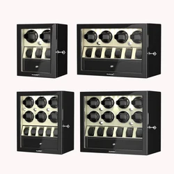 Watch Winder For Automatic Watches 2/4/6/8 slots with Extra Storages Box With LED Light And Quiet Mabuchi Motor