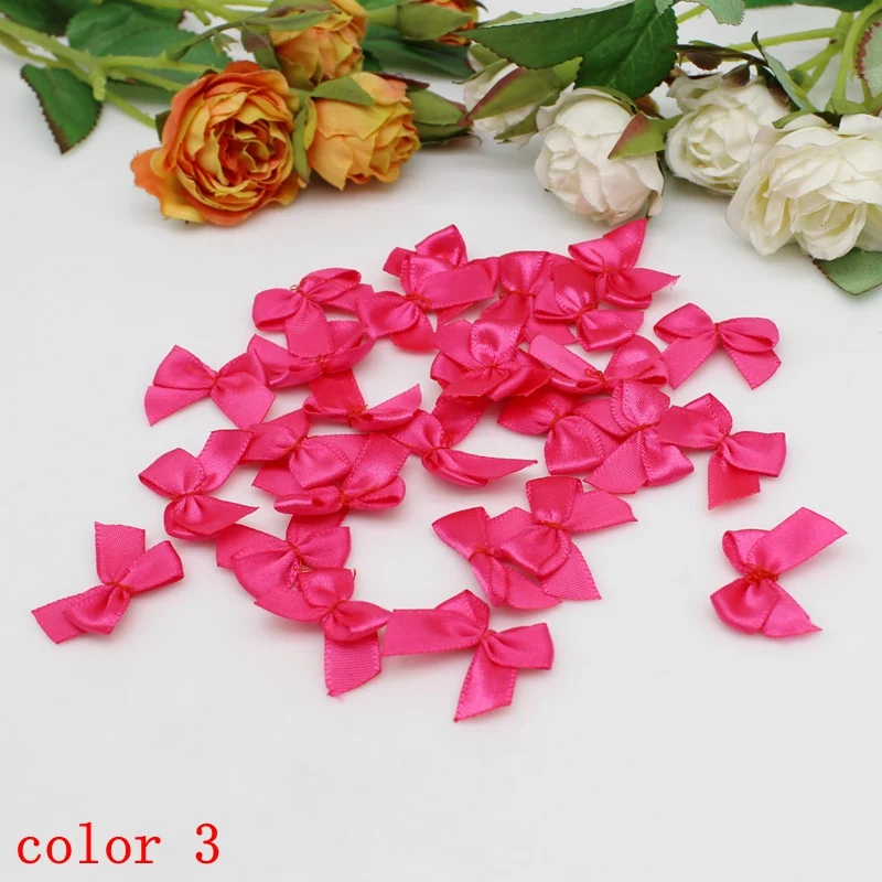 50-100 Stück/Packung 2*2,5 cm kleine Dacron Band Bogen Blume Handwerk Dekoration Handarbeit DIY Party Dekoration farbige Band Schleifen – Detail 11