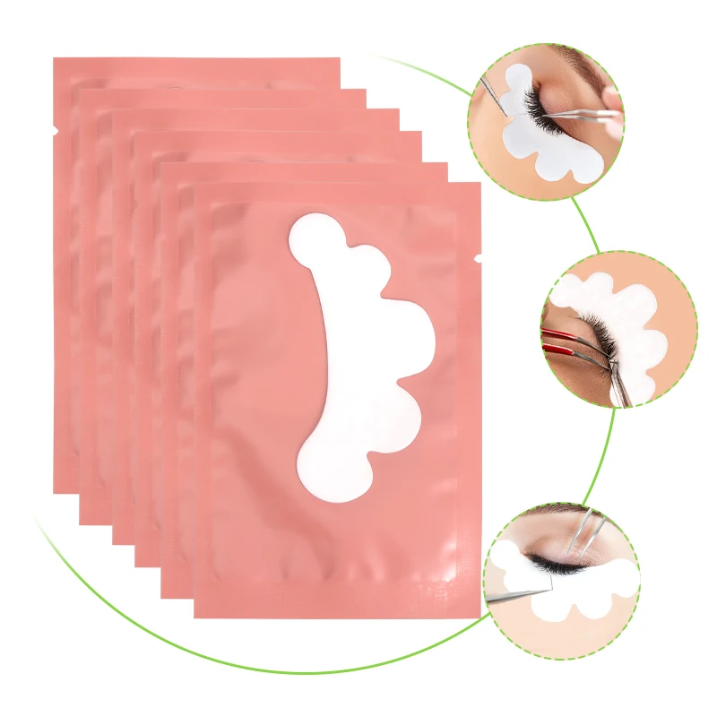 100 pares de almofadas para cílios enxertados, remendos de gel de hidrogel sob almofadas para pontas de extensão de cílios, adesivos, ferramentas de maquiagem