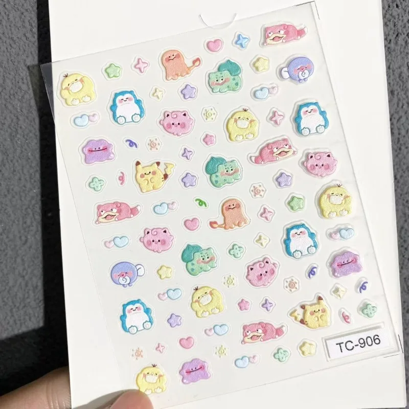 Mode Pikachu Cartoon Nagelstickers Anime Vrouwen Leuke Nagel Decoratieve Relief Stickers Vinger Teen Nagel Decal Art Decoratie Gift