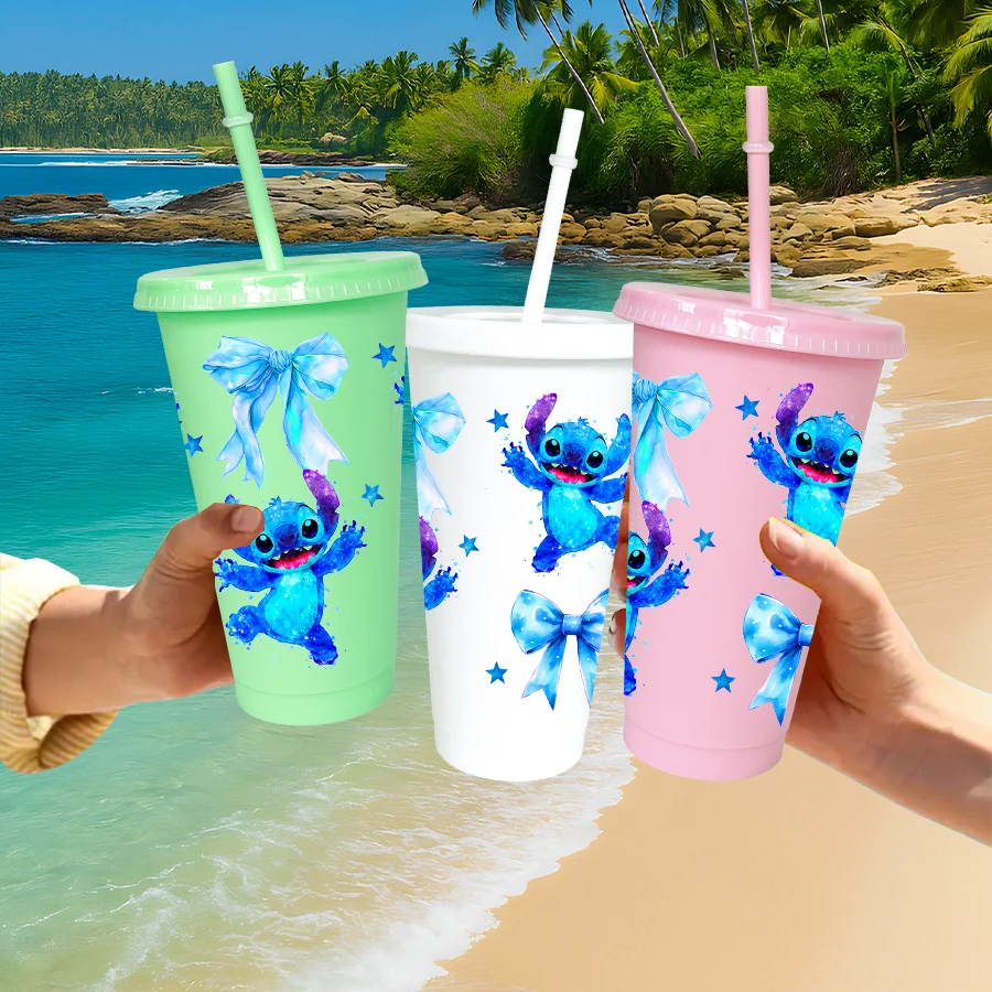 12개/팩 디즈니 스티치 스타 26oz 멀티컬러 플라스틱 물컵 파티 음료용품 생일/개학 선물