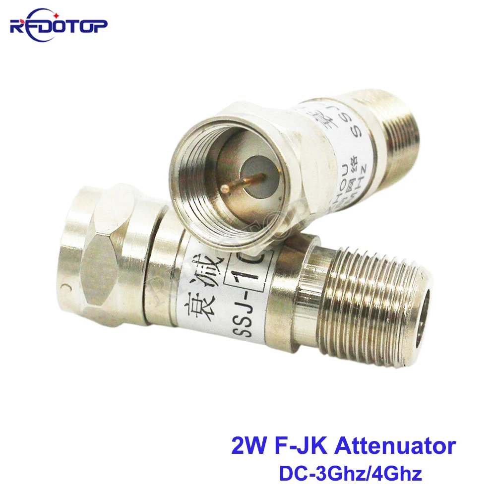 

2Pcs/Lot 2W 75Ohm RF Attenuator DC-1.0GHz F Male Plug to F Female Jack Connector TV Signal Attenuator RF Accessory 1~30db