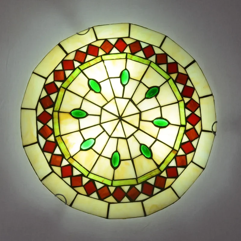 2025 Tiffany Retro Orchid Rose Ceiling Lamp Balcony Entry Aisle Corridor Children's Room Restaurant Creative Glass Lightings E27