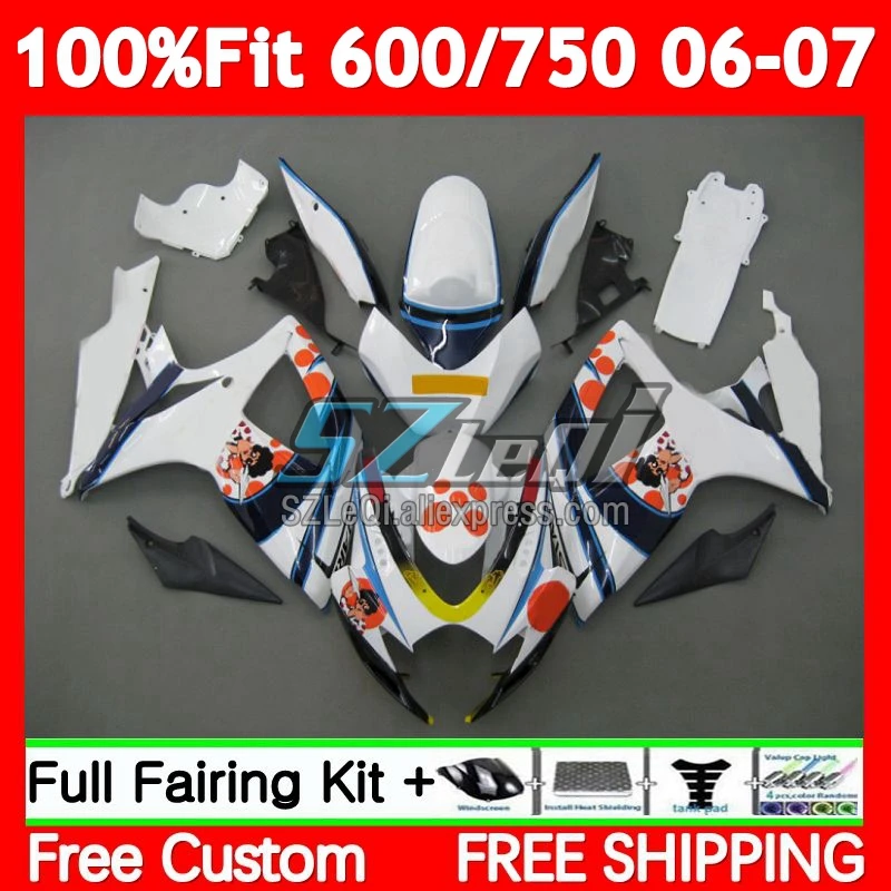 Injection Kit For SUZUKI GSXR600 GSXR 750 600 CC 76No.118 GSXR-750 K6 GSXR750 600CC 06 07 GSXR-600 2006 2007 Pepephone Fairing