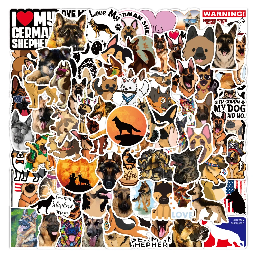 저먼 셰퍼드 귀여운 개 방수 만화 스티커, 수하물 벽 기타 스케이트 보드 전화 케이스 노트북 자전거용, 100 개