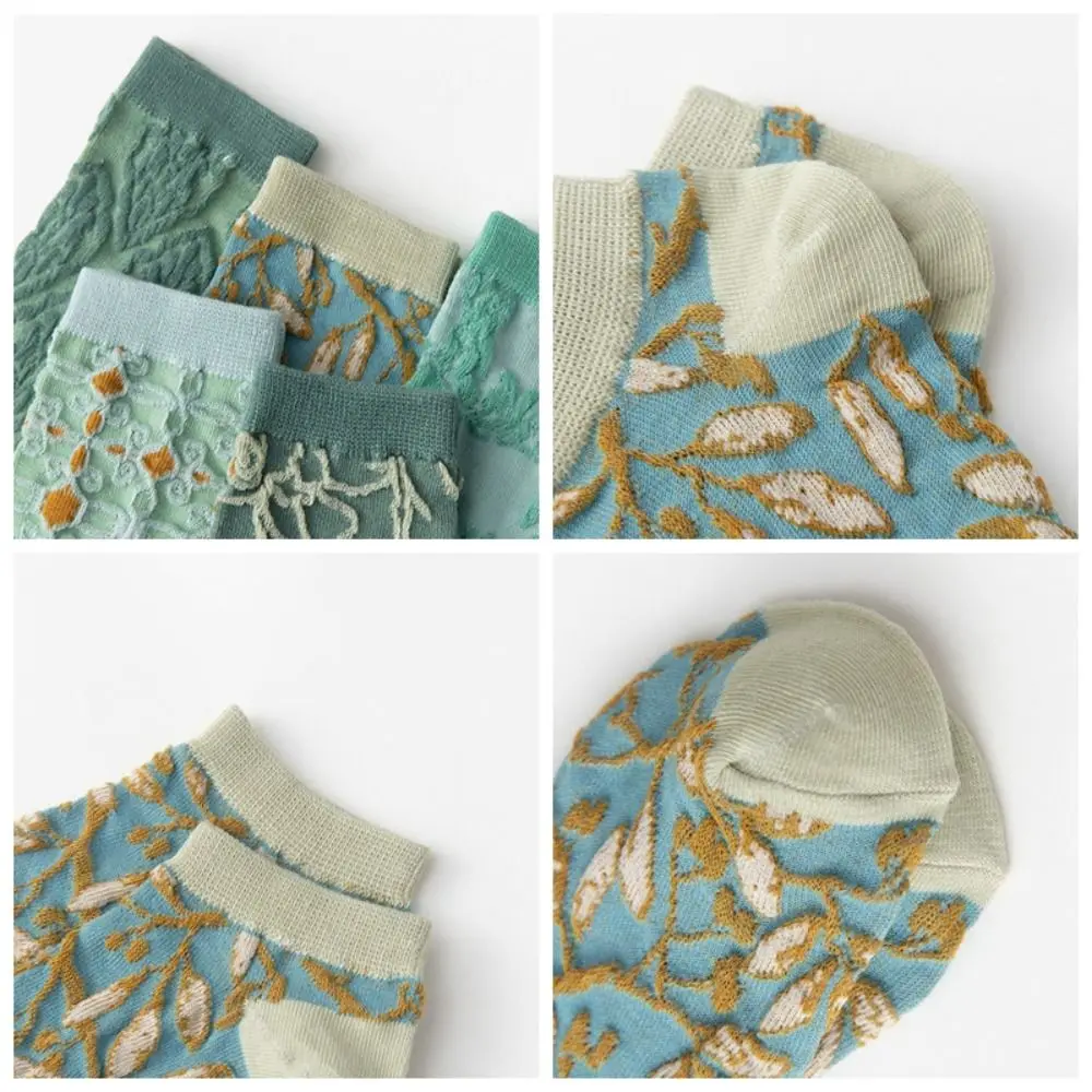 5 쌍 탄성 꽃 꽃 튜브 양말 복고풍 스타일 통기성 소녀 중반 종아리 양말 streetwear 양말 달콤한 양말 여성 소녀