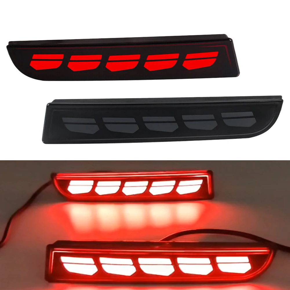 

12V Pair Smoked Lens Rear Bumper Reflector LED Tail Turn Signal Light Brake Lamp Fit for Mitsubishi Lancer 2008-2017