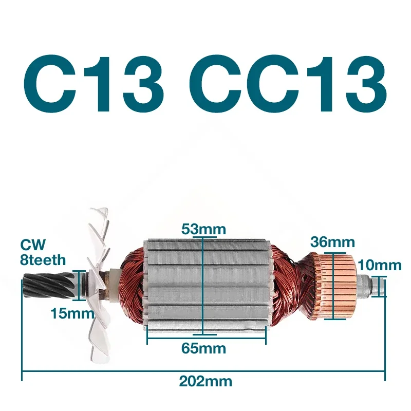 

AC220-240V Armature for Hitachi C13 CC13 Circular Saw Power Tools Armature Rotor Anchor Replacement Accessories