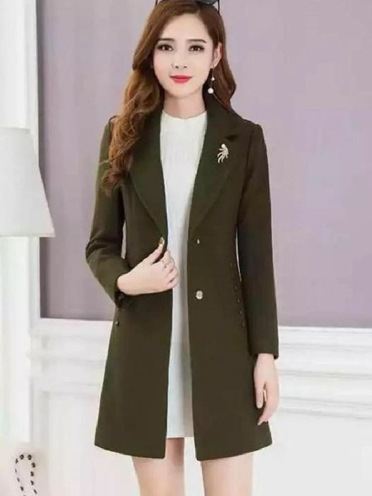 المرأة منتصف طول معطف الصوف الخريف الشتاء جديد Sle دعوى طوق التخسيس Faionable النسخة الكورية عارضة العصرية