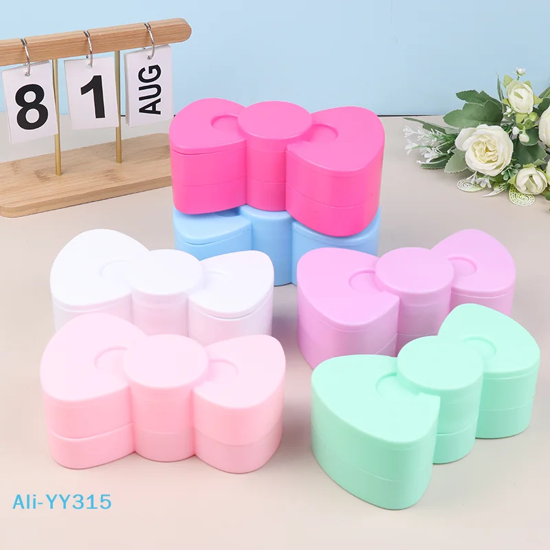 

NN82 1Pc Sweet Bow Organizer For Children's Handmade DIY Desktop Jewelry Storage Double-layer Plastic Box Storage Supplies