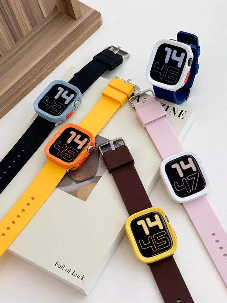 Custodia morbida per orologio in Silicone per Apple Watch 40mm 41mm 45 44 49mm Cover protettiva antiurto sfumata per iWatch Ultra 9 8 7 6 SE 5