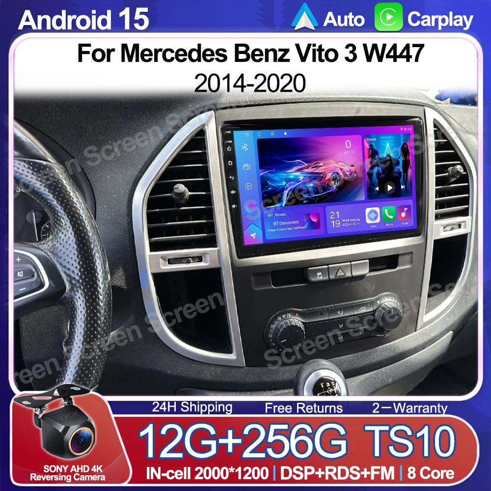Para Mercedes Benz Vito 3 W447 2014-2020 Rádio de Carro Multimídia Reprodutor de Vídeo Android 16 Bluetooth Mirror Link Tela Sensível ao Toque RDS WIFI