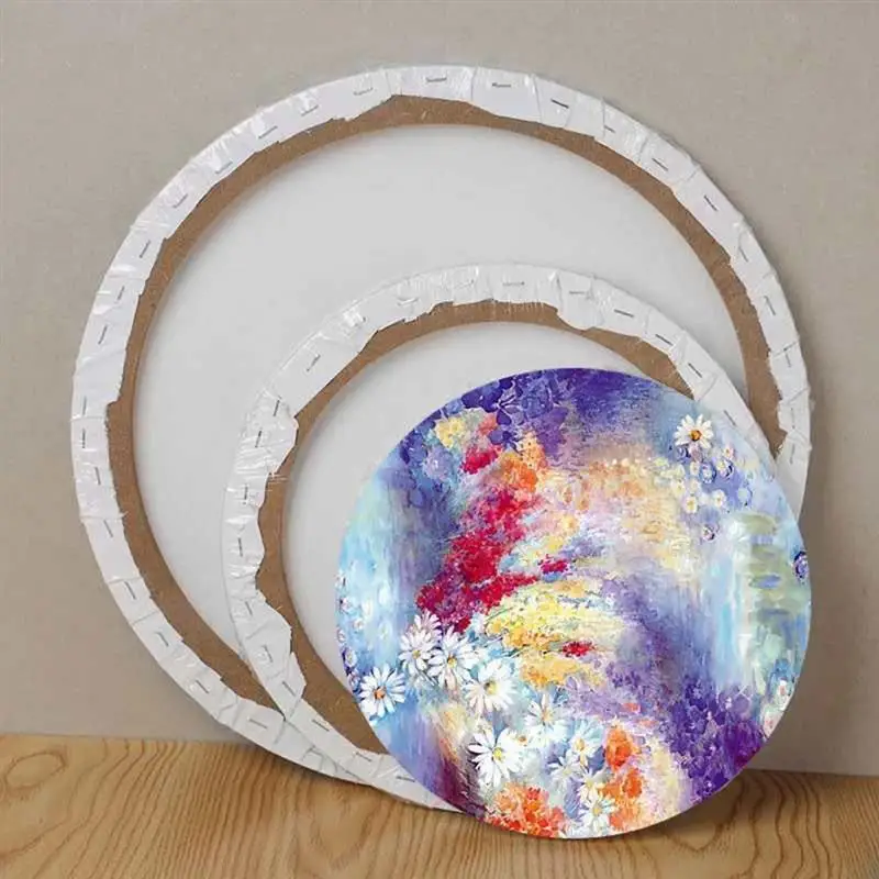 1PC Round Canvas Painting Boards Stretched Canvas Frame Cotton Blank Artist Drawing Canvas Panels Watercolor Oil Board 30cm