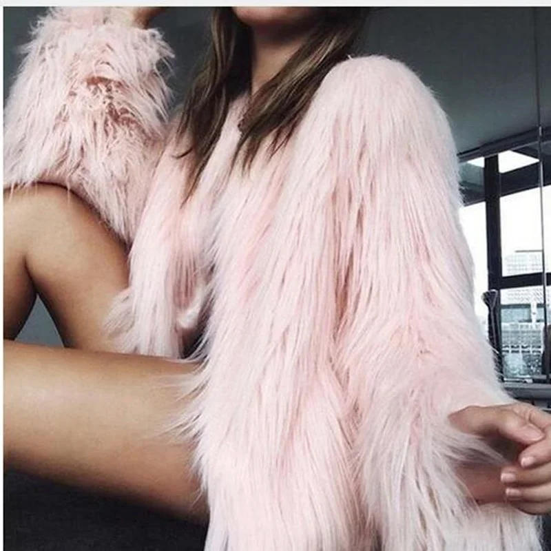 Autumn Winter Thick Warm Faux Fur Coats Women Solid Colors Loose Casual Furry Jackets Office Lady Luxury Elegant Fur Outwears