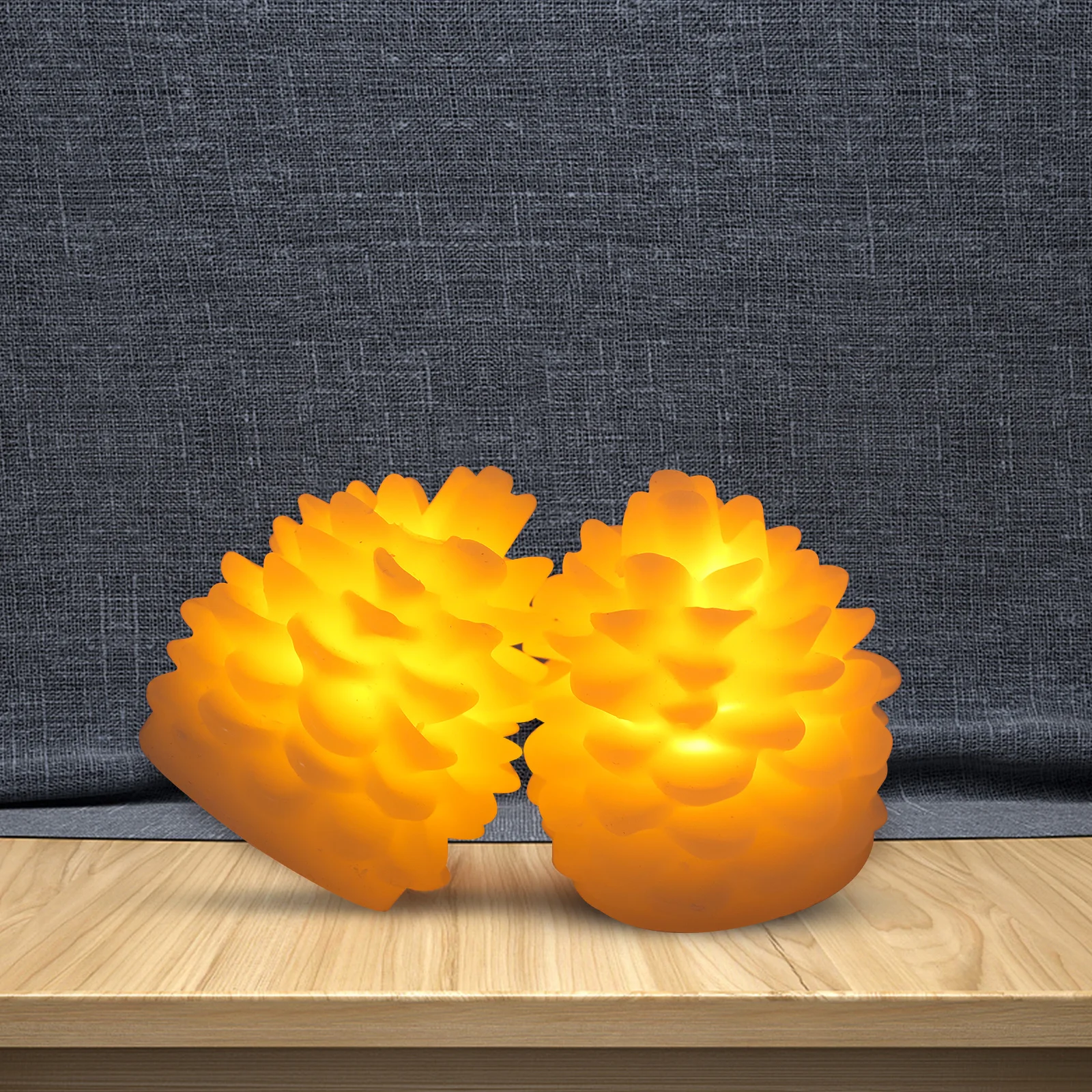 2 قطعة LED عديمة اللهب الشمع الصنوبر المخروط أضواء رومانسية دافئة الأصفر ليلة مصباح الطرف الديكور مريح المنزل مهرجان الخفيفة #3