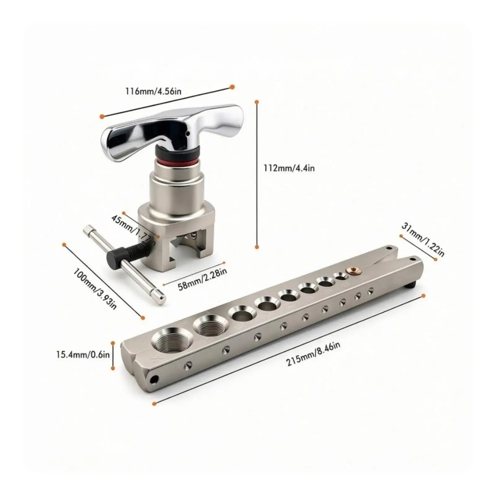 45° Eccentric Flaring Tool Manual Eccentric Cone Flaring Tool Chrome-Vanadium Steel for Plumbers, Plumbing Repair, Workshop