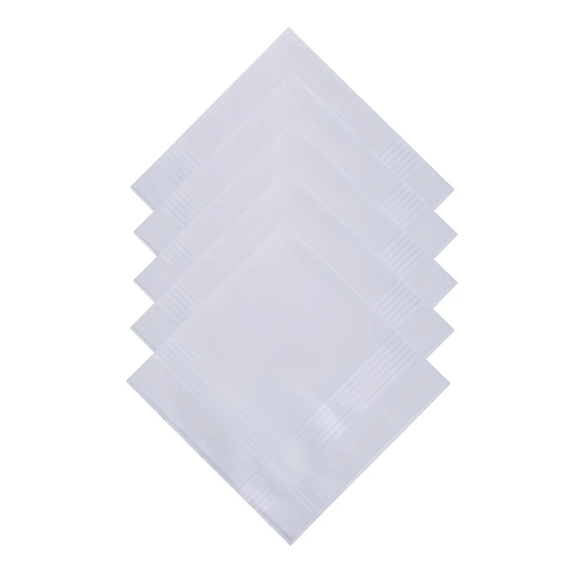 Solid White Cotton Handkerchief 6/12Pcs Soft Breathable Gentleman Hanky For Daily DIY Craft - view 6