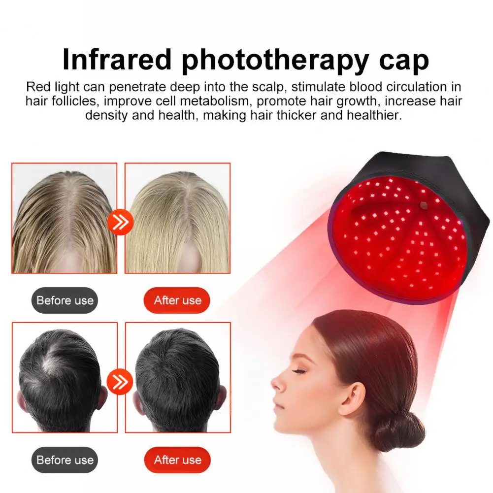 Red Light Therapy Hair Growth Cap for Hair Regrowth Dual-Wavelength Phototherapy Beanie Improve Scalp Reduce Dandruff Devices