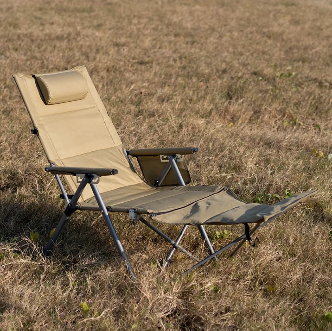 HYS Outdoor Adjustable Chair Camping Outdoor Seal Chair Folding with Stampede Sit and Lay Dual-purpose Lunch Break Beach Lounge