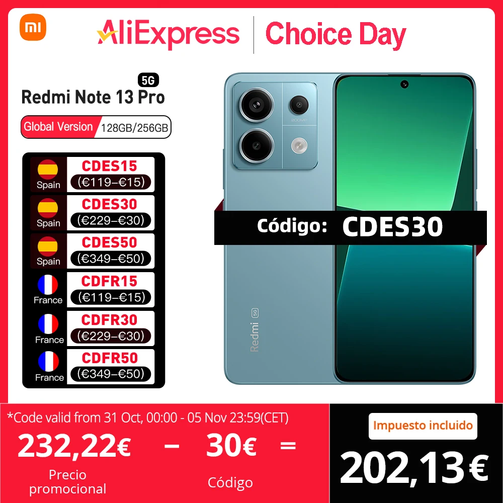 Xiaomi redmi note 13 pro 5g globale version 128gb/256gb snapdragon 7s gen 2 6.67 "amoled display 1,5