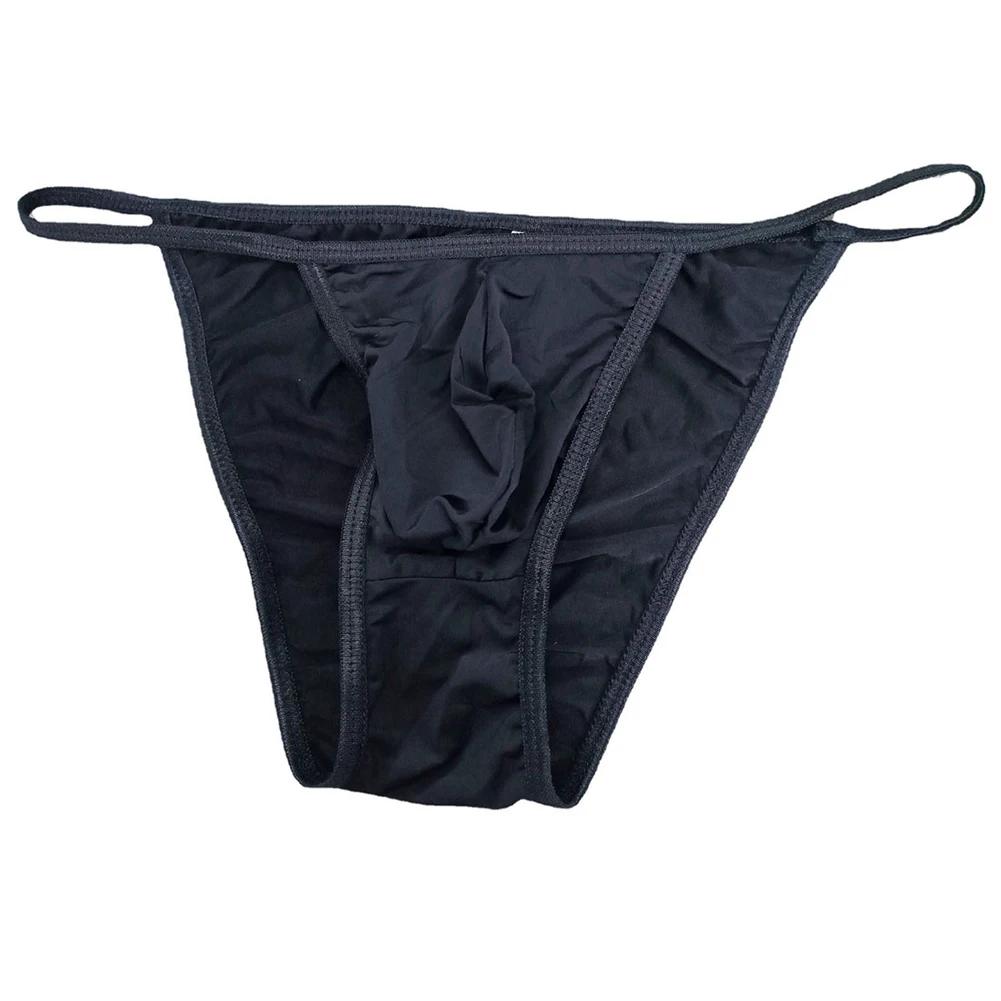 Mens Sexy Briefs Ice Silk Panties See-Through Hight Cut Thong Breathable Low-Rise Soft Underwear Solid Slim Side Swimwear