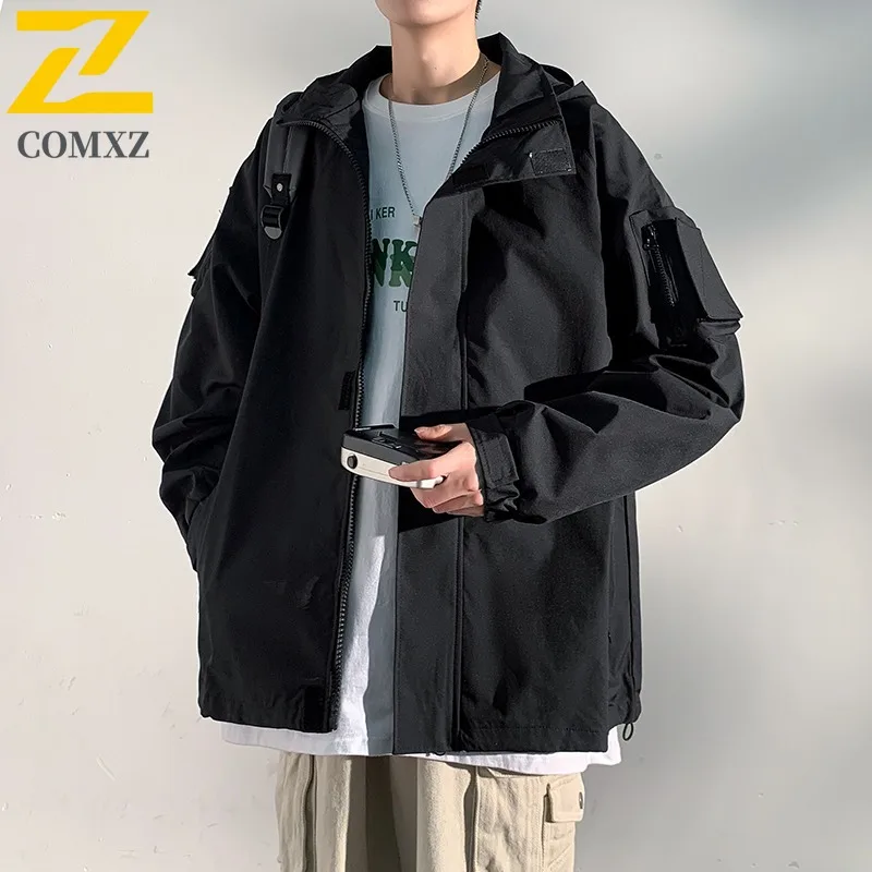 

COMXZ Luxurious Jacket Fake Two Items Hiking Windproof Jacket Classics Stand Collar Casual Daily Style Lightweight Autumn Coat