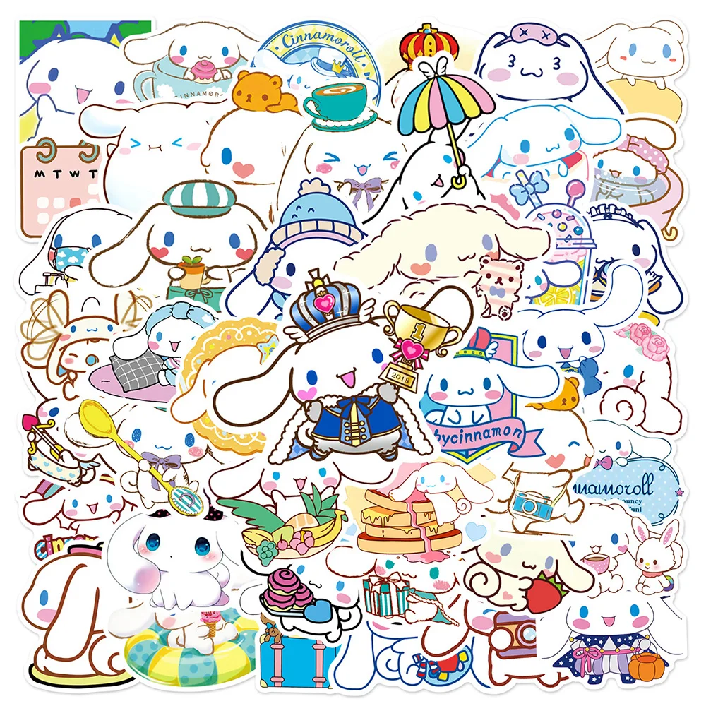 10/30/50pcs Sanrio Cinnamoroll Stickers Cute Anime Decoration Sticker DIY Stationery Phone Laptop Luggage Aesthetic Decals Gifts