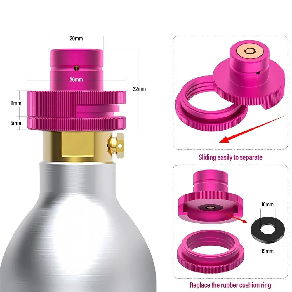 Convertidor de CO2 para cilindro de roscas Sodastream Blue 60L Tr21-4 a máquina de refrescos de conexión rápida DUO/Art/Terra/Crystal 3,0/Gaia