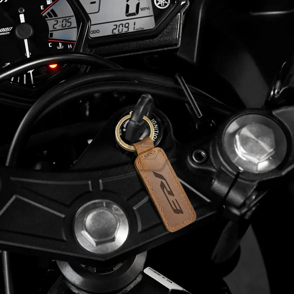 Motorcycle Cowhide Keychain Key Ring Fit for Yamaha YZF-R3 R3 Models