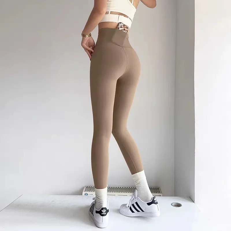 Hohe Taille, Hüftheben, Yogahose, Damen, Sport-Fitnesshose mit Taschen, Nude Feel Fitness-Ausrüstung – Detail 4