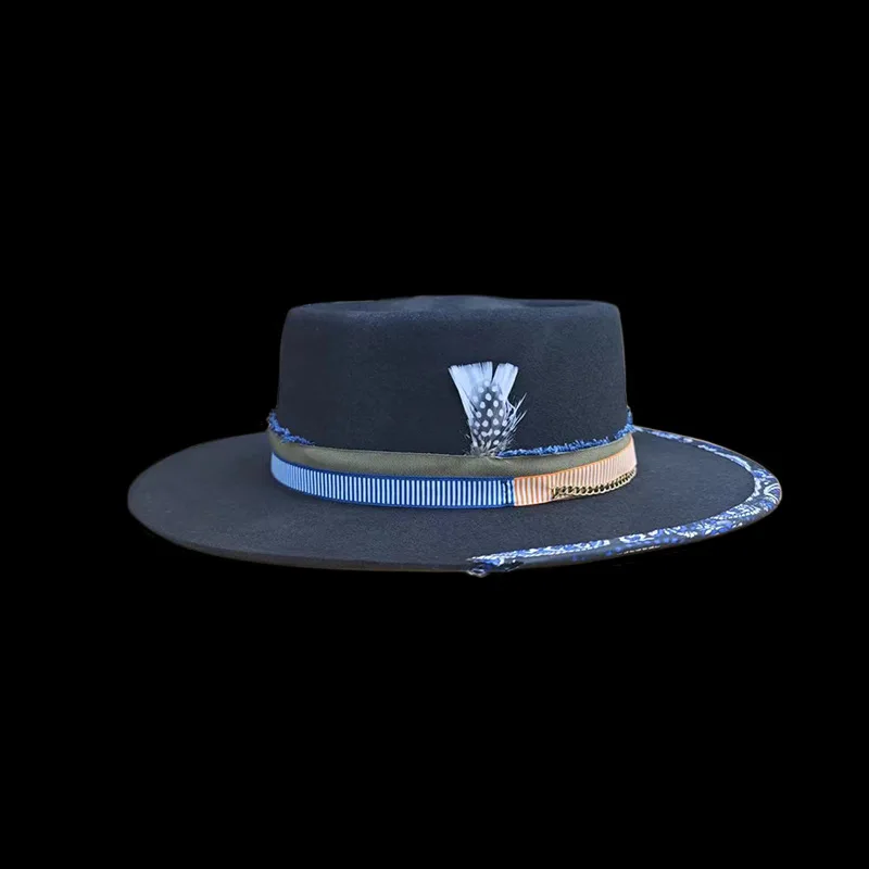 Imagen 4: Gorro de lana con decoración de cinta, gorro de fieltro de lana pura moderno y versátil