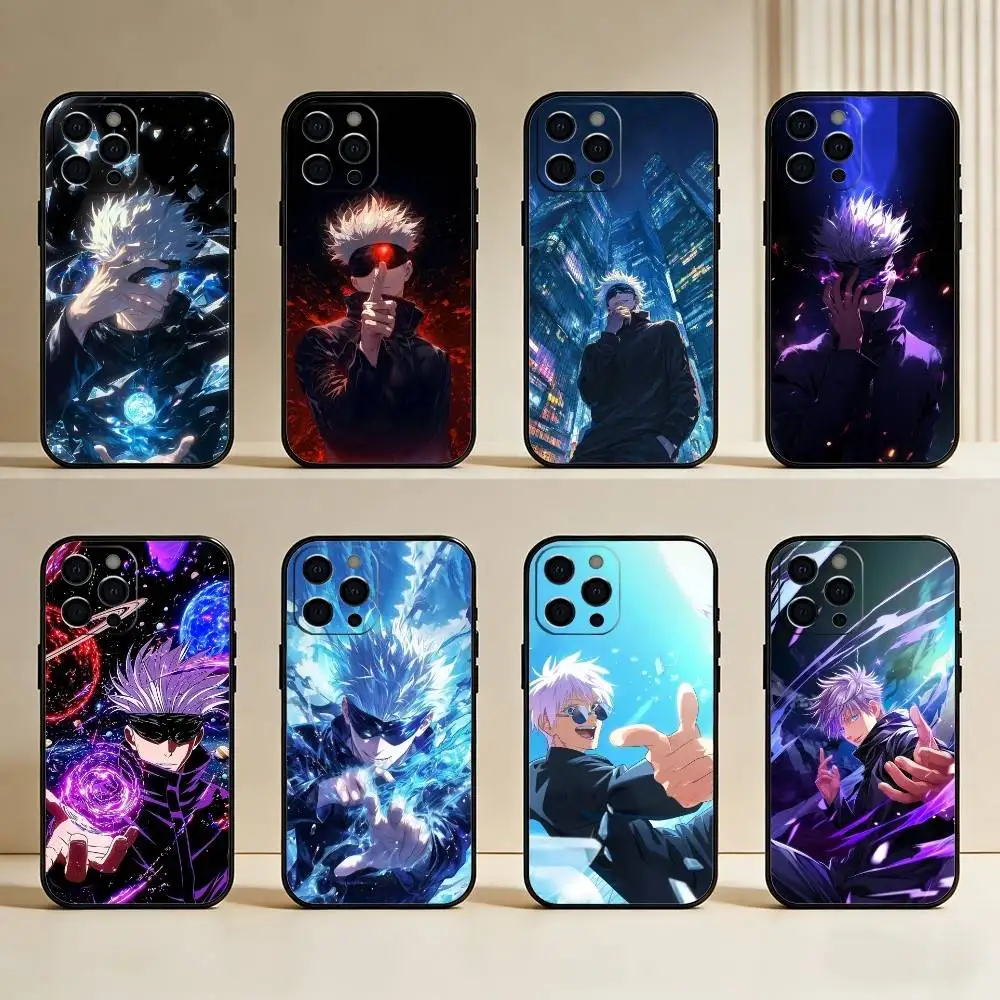 

Hot-Blood Gojo Satoru J-Jujutsu Kaisen Phone Case For iPhone17,16,15,14,13,12 Plus,Max Soft Silicone Black Cover